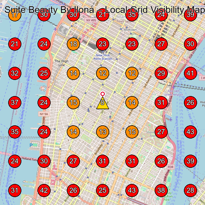 Suite Beauty By Ilona GeoGrid visibility map for Beauty Salon in New York